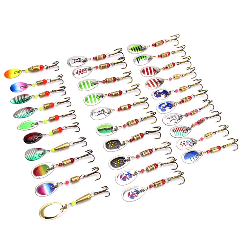 

11/31 Pcs/ Set Mixed Colorful Paint Fish Bait Metal Fishing Lure Set Combo Spinner Fishing Lure Kit, Vavious colors