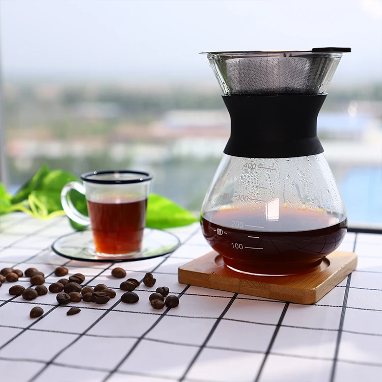 

Borosilicate color glass coffee tea pot pour over coffee kettle dripper coffee dripper set, Clear