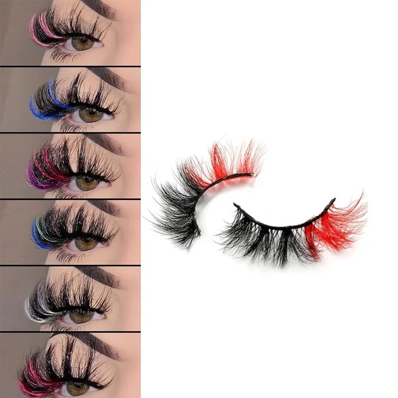 

New Arrivals 25mm mink eyelash wholesale customized logo lash boxes fluffy reusable colorful lashes vendor
