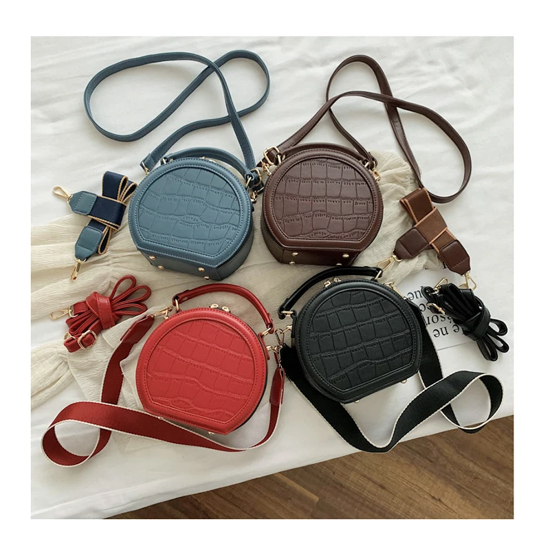 

Fashion Pu Purse Handbag Stone Pattern Crocodile Round Crossbody Bag Round Hand Bag For Women, Customizable