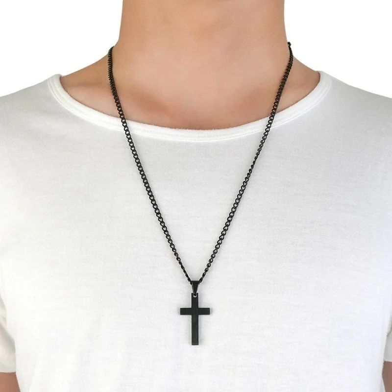 

Vintage Cross Pendant Necklace New Design Black Chain Pendant Necklace Men Women Necklace, Gold silver