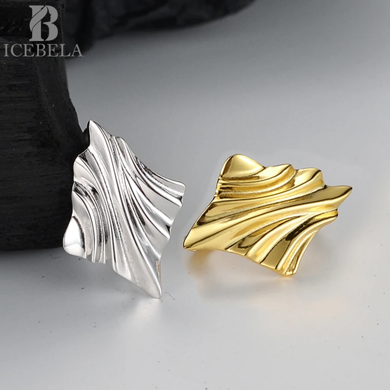 

Icebela Jewelry S925 Sterling Silver Billowy Buckle Female Irregular Undulating Texas cuff Earring