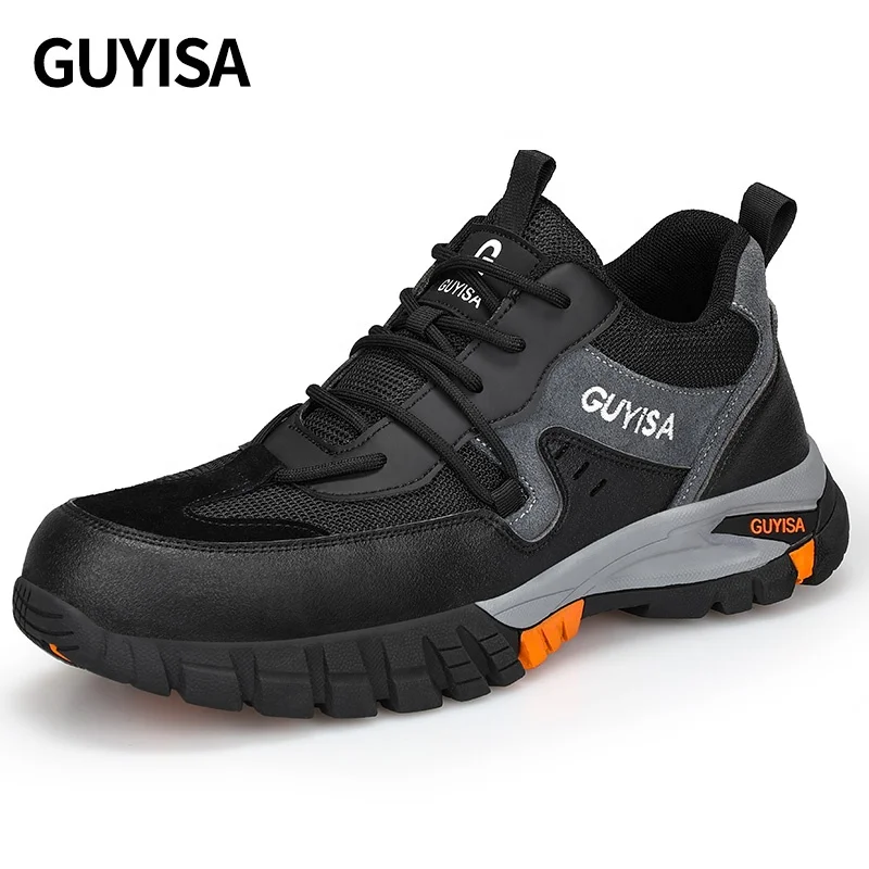 

GUYISA Outdoor sports safety shoes high quality waterproof microfiber leather wear-resistant rubber sole steel toe safety shoes
