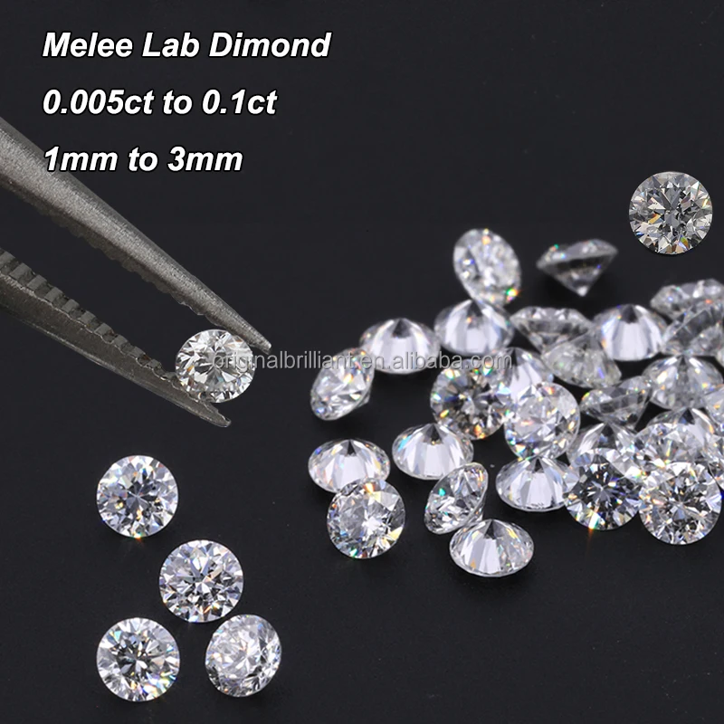 

0.005ct - 0.11ct 1mm-3mm White DEF VS HPHT Synthetic melee Loose Stone Lab Grown Diamond