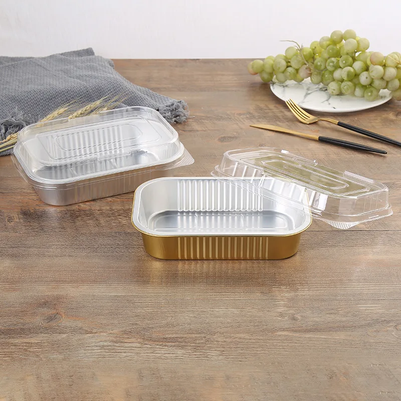 Disposable Aluminium Foil Box House Use Food Container Gold Frying Pan