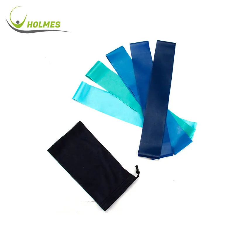 

High Quality Strong Stretching Set of 5 Latex Mini Loop Resistance Bands, Green+grey/custom