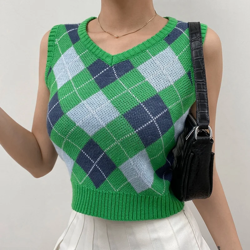 Women New Arrival Plaid Knitted Vintage Contrast V Neck Knitwear Sweater Tank Top, Black
Women New Arrival Plaid Knitted Vintage Contrast V Neck Knitwear Sweater Tank Top, Black
