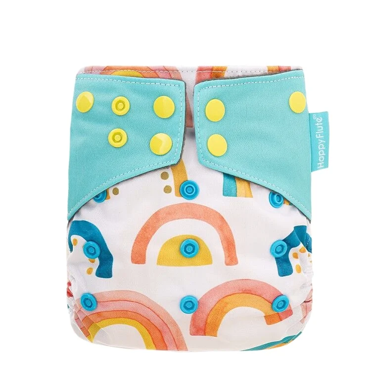 

Happyflute Washable Reusable Baby Cloth Diapers Sewed Bamboo Inserts AI2 Adjustable Baby Cloth Nappy, Colorful