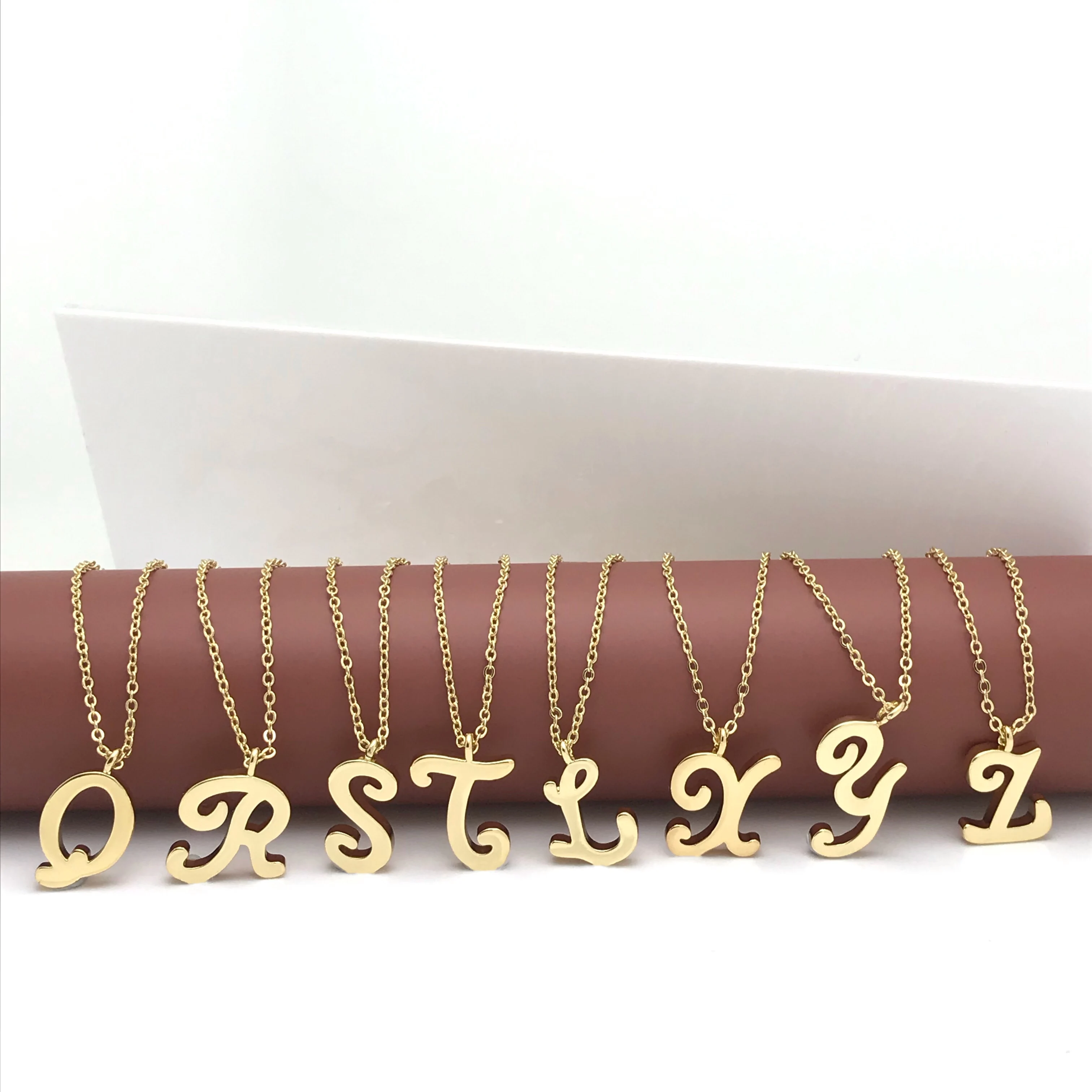 

Eico Custom 18K Gold Pendant 26 Initial Jewelry Cursive Letter Necklace