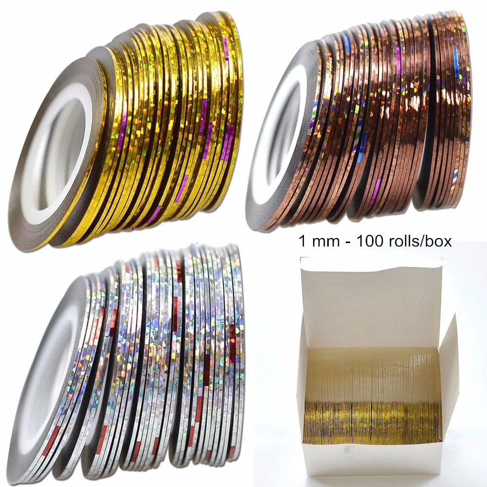 

1mm/roll Wholesale Cheap Nail Line Decal Set Striping Tapes Adhesive Metallic Neon Laser Glitter ManicureDecoration Sticker