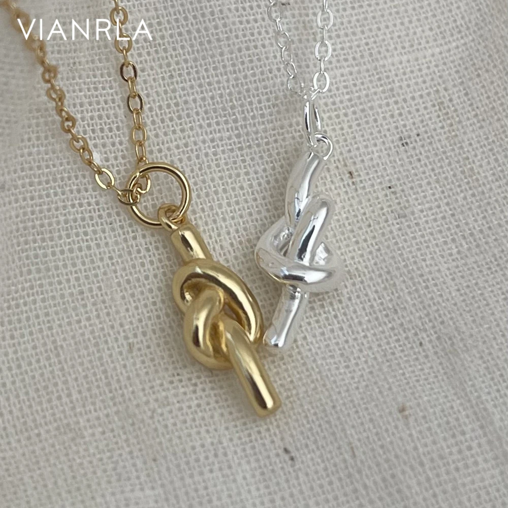 

VIANRLA 925 Sterling Silver Chain 18k Gold Plated Necklace Tie Pendant Jewelry Minimalism Style Free Laser Logo