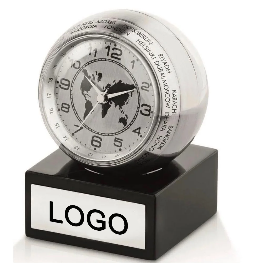 

High Quality World Time Metal Table Crystal Home Decorative Clock