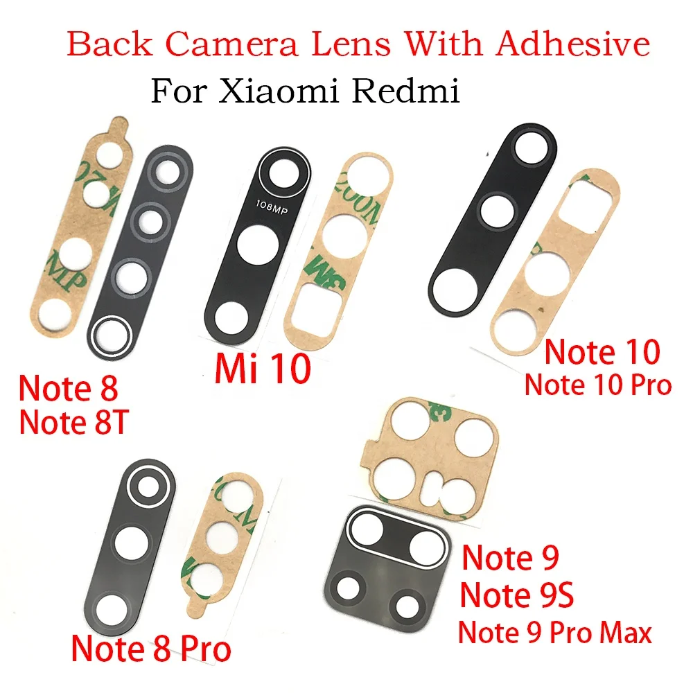 

Rear Camera Glass Lens Back Camera Cover With Glue For Xiaomi Redmi Note 8 Pro 8T Note 9 9S Pro Max Note 10 5G 10s Repair Parts