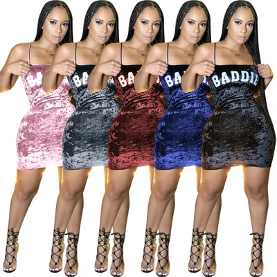 

2021 trendy women clothing summer dresses casual ladies backless velvet bodycon sexy dress