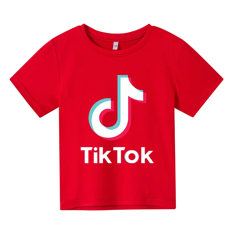 

good quality customised 3d printing very cheap round neck cartoon soft tiktok children tik tok t-shirts for kids girls boys