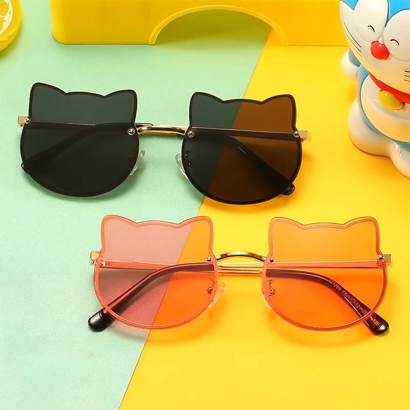 

2021New Children's Sunglasses Anti UV Cute Cat Ears Fashion Boys And Girls Baby Resin Glasses Sunglasses Wave, Customized