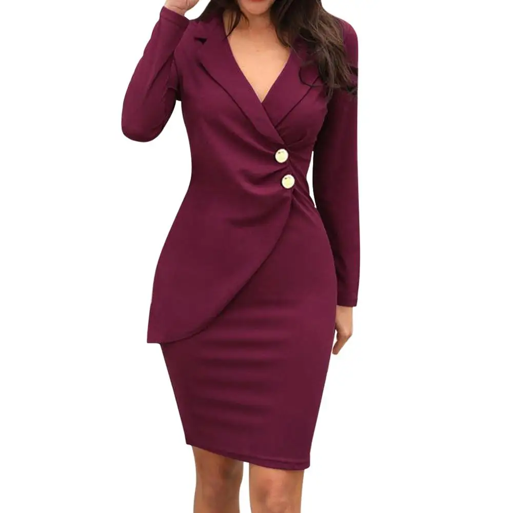 

Summer Women Office Bodycon Sexy Evening Party Dress Fashion Elegant Pencil Sheath Ladies Work Casual Dress, Blue