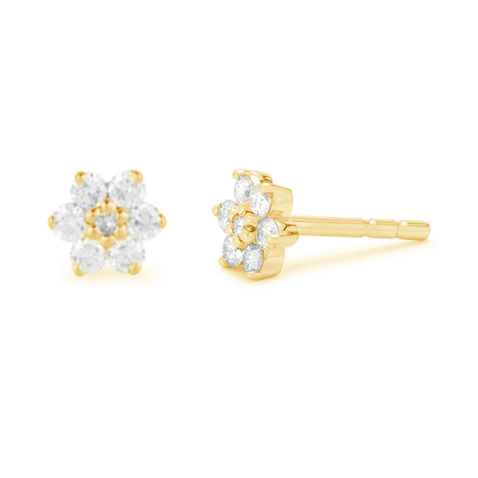 

925 sterling silver studs High quality fashion women jewelry 18k gold plated single flower stud earrings