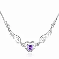 

Elegant Women Angel Wing Necklace Jewelry Cheap Fashion Crystal Heart Necklace
