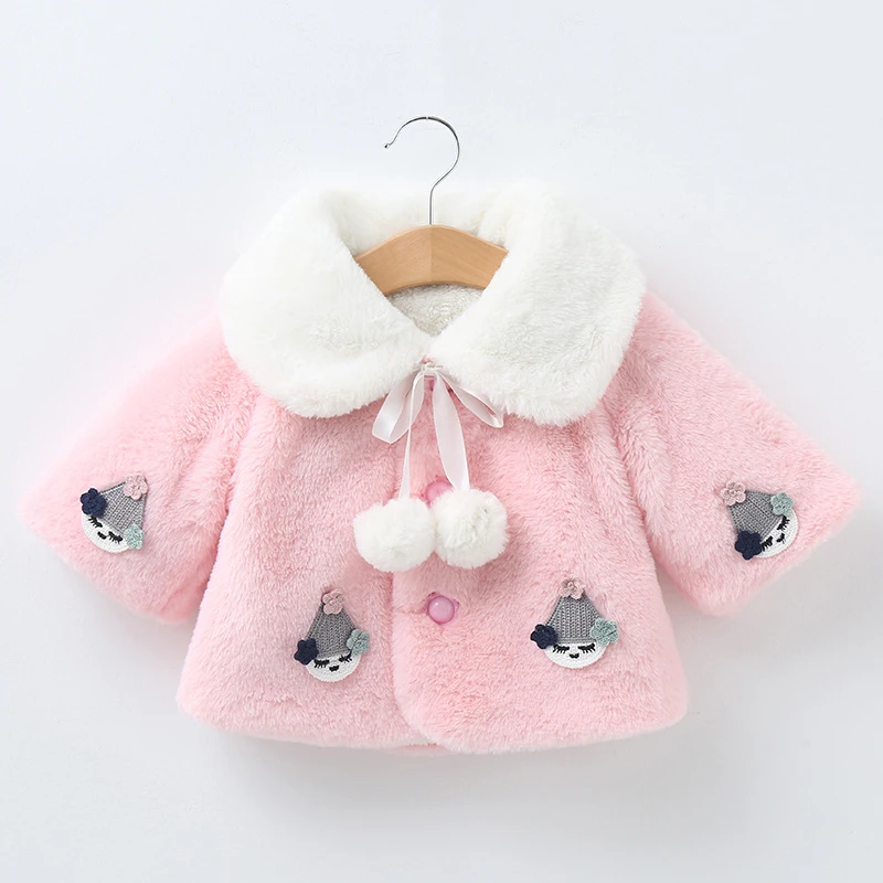 

New born long sleeve full cartoon pattern cute girls kids coat winter warm turn-down collar baby child 6-84months sweater coat