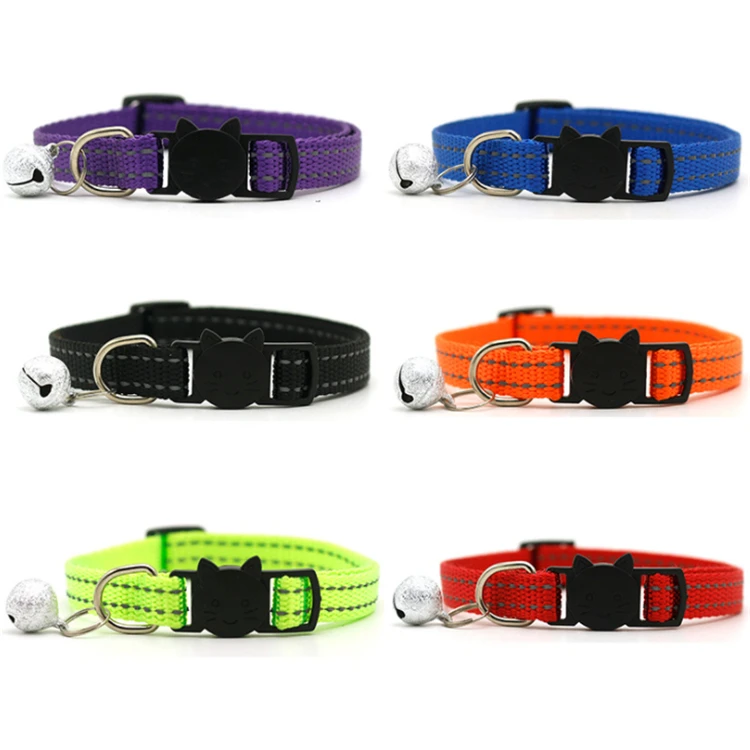 

Amazon Hot Selling Safe Adjustable Breakaway Reflective Dog Kitty Collar with Bell for Pet Cats Puppy Dogs