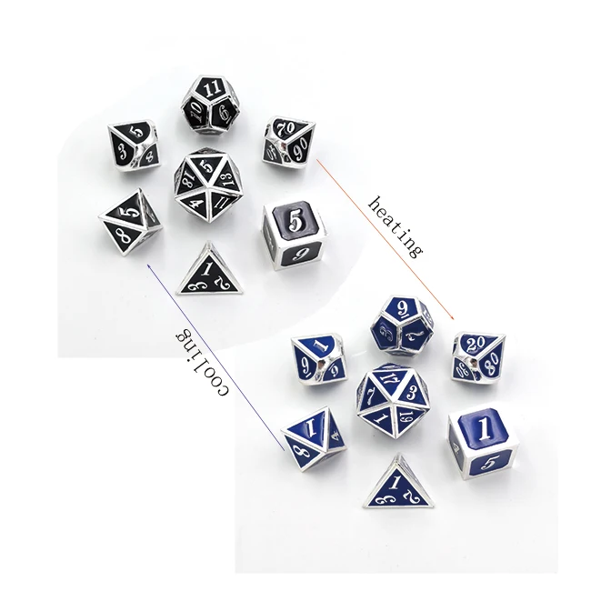 
Color changes with temperature factory design zinc alloy metal dice sets customized as you need 