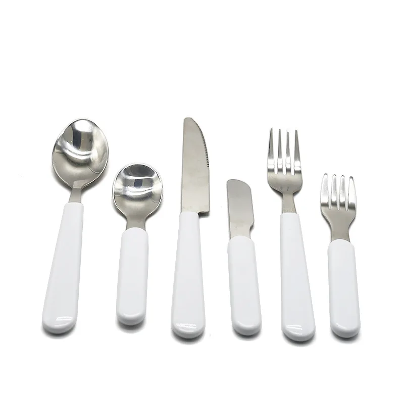 

Children Sublimation Blank Stainless Steel Spoon Fork Knife Cutlery Flatware Sets, White