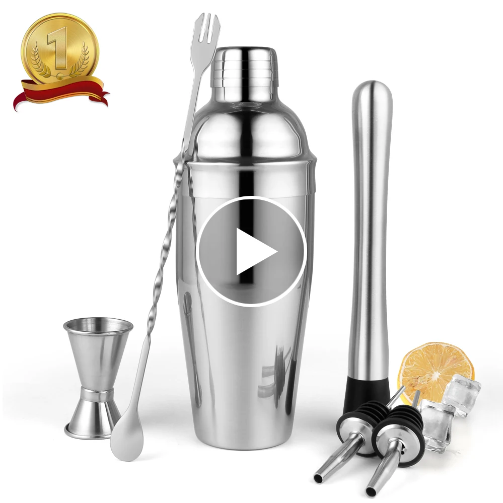 

Professional bar tools stainless steel cocktail shaker set with bartending kit mixing tool for Home Bar drink