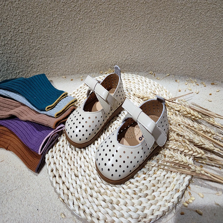

Wholesale stylish summer elegant flat girl leather princess shoes