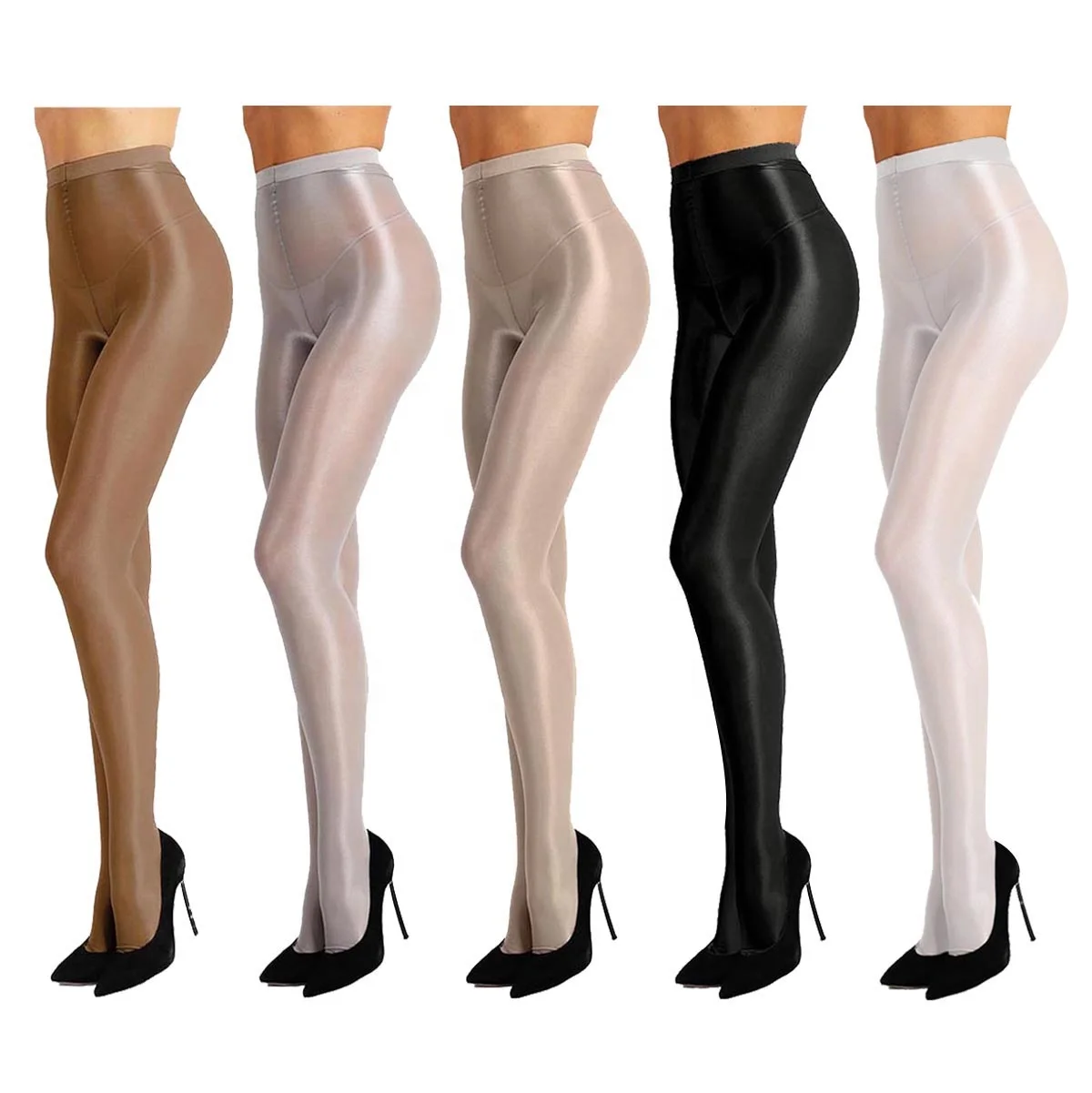 

70D Thickness Footed Silk Stockings Control Top Ultra Shimmery Stretch Sexy Pantyhose for Women Girls Ballet Dance Tights