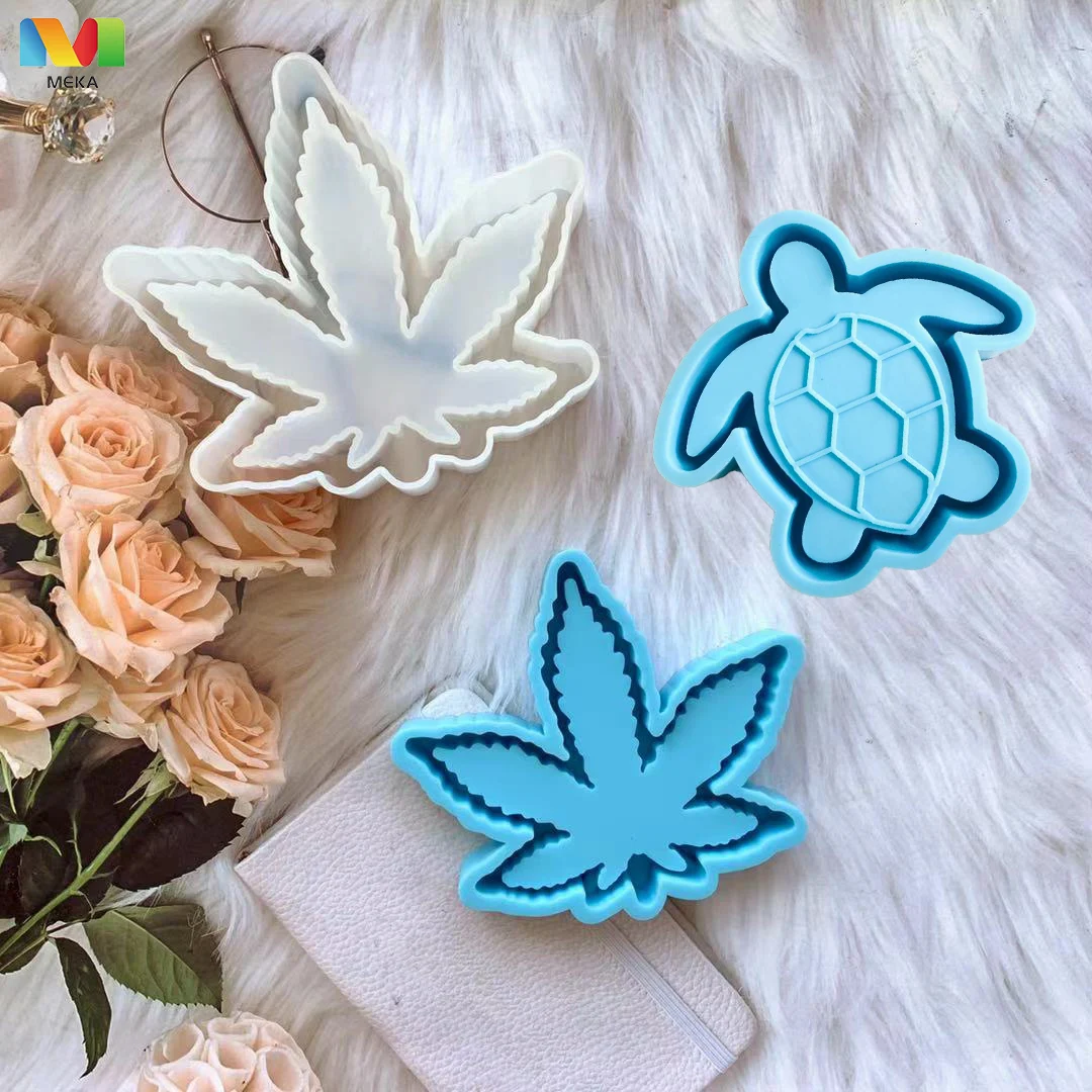 

S006 DIY Pot Leaf Turtle Weed Epoxy Mould Large Size Hemp Leaf Shape Ashtray silicone Mold for Resin, Stock or customized