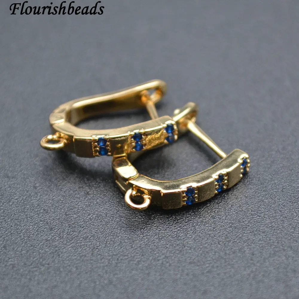 

High quality Blue Cubic Zirconia Setting Metal Copper Dangle Earring Hooks Ear Wire fit Drop Earrings making
