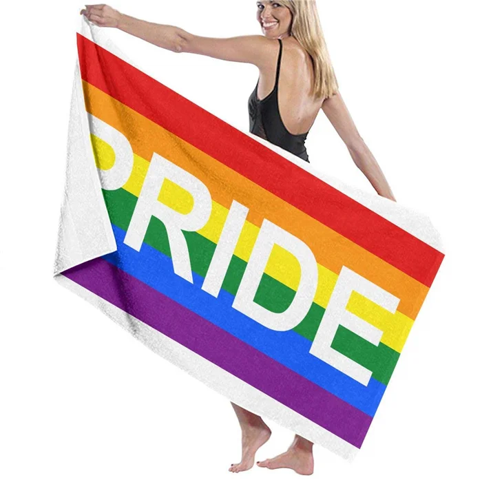 100 Cotton Microfiber Rainbow Pride Beach Towel Gay Lesbian Lgbt