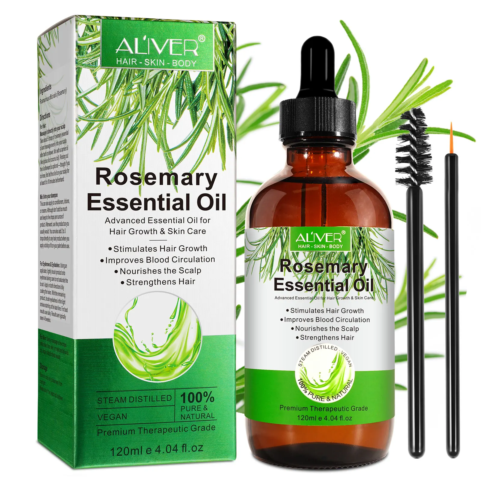 

ALIVER Natural Multipurpose Hair Oil Rosemary Essential Oils 120ml for Damage Dry Improvement