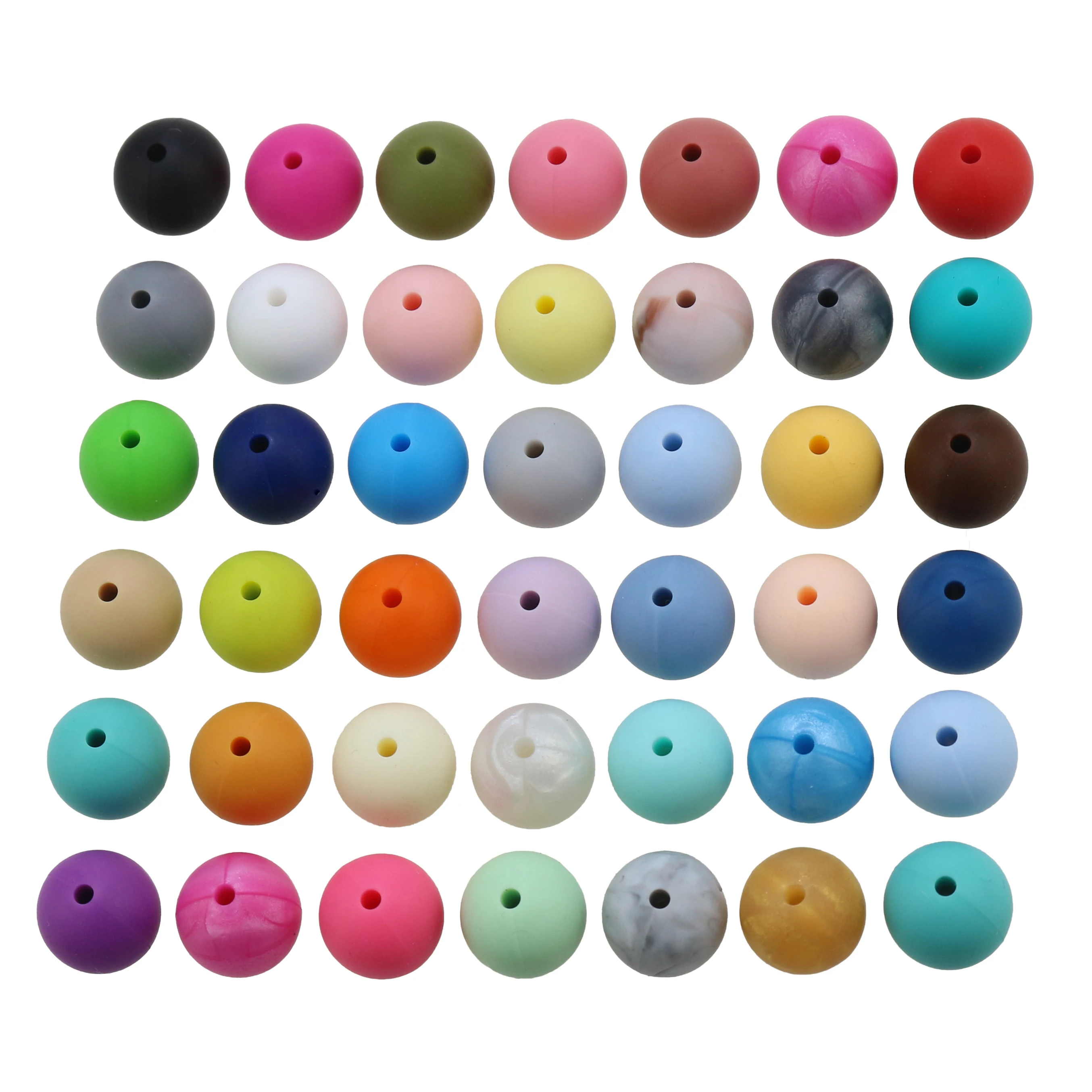 

Wholesales BPA Free Non-toxic Metallic Rainbow  Hexagon Round teething Silicone beads, 40 colors