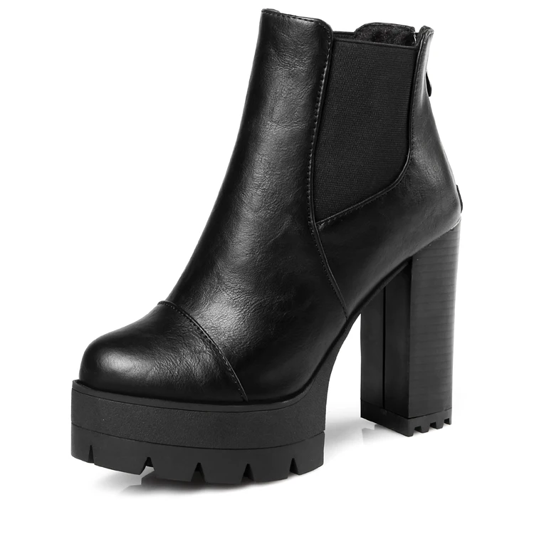 

Women Ankle Boots Zip Punk Style Platform Shoes Goth Winter Elastic Booties Chunky Heel Sexy Boots