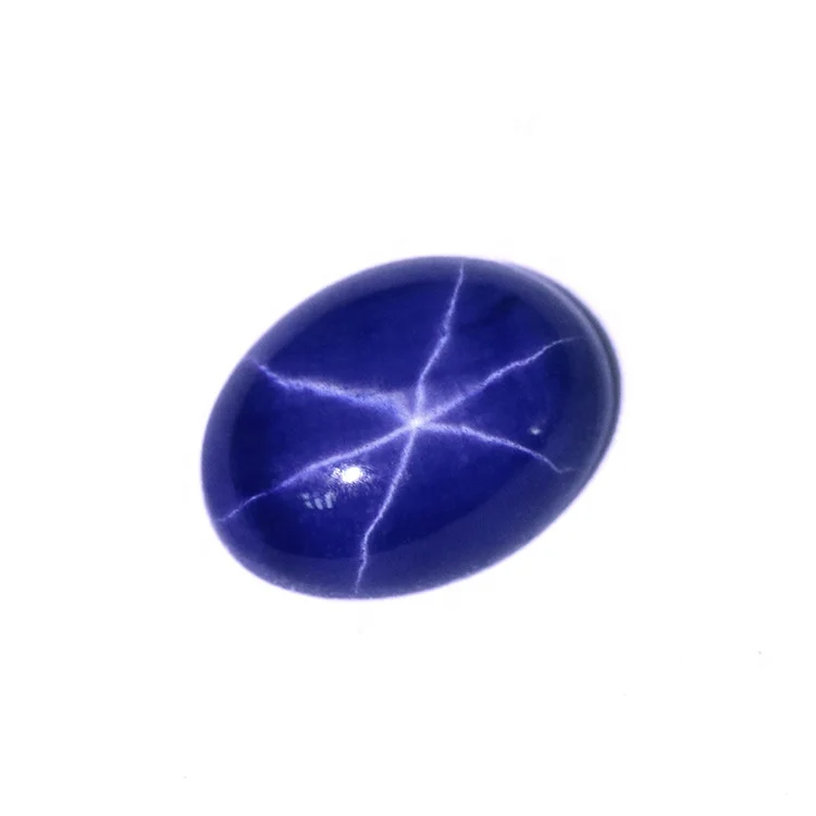 

gemstone wholesale China oval shape blue star stone synthetic star sapphire