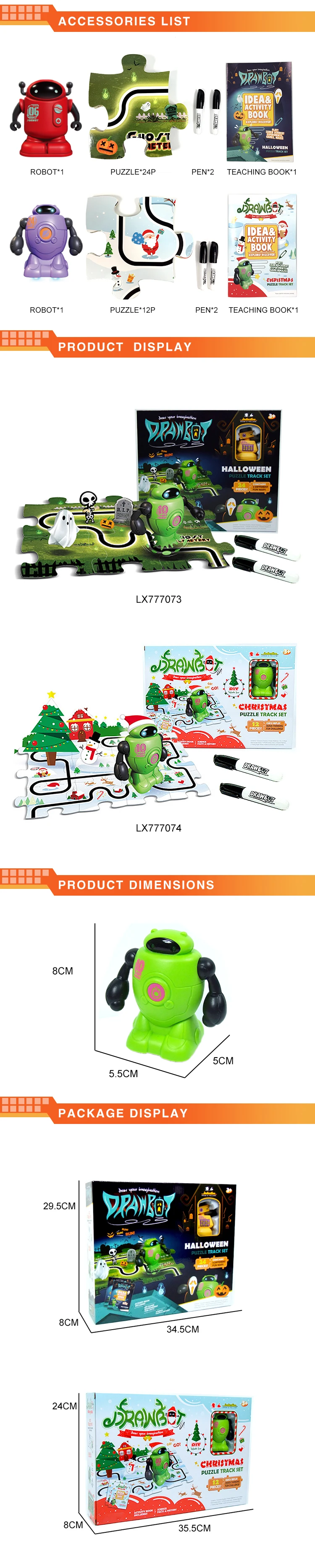 Amazon best selling electric robot line follower inductive drawbot with halloween toy puzzle