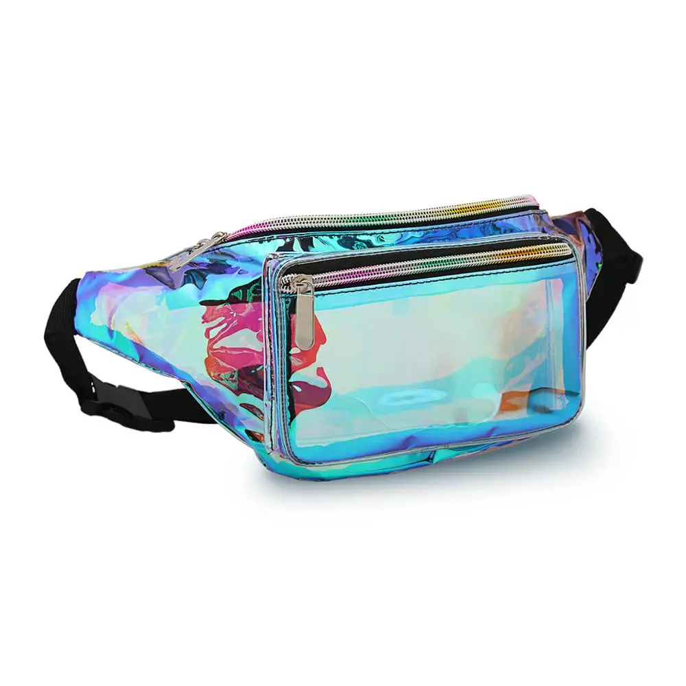 

Fashion holographic pvc bag clear fanny pack transparent waist bag crossbody women