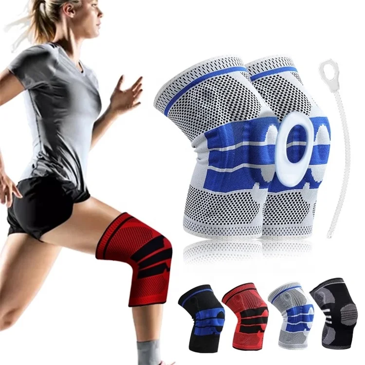 

Knee Brace Side Bars Pad and Elastic Metal Compression Sleeve for Running with Silicone Weightlifting Powerlifting Spandex Nylon, Black .red.blue.yellow.green.black .oem color