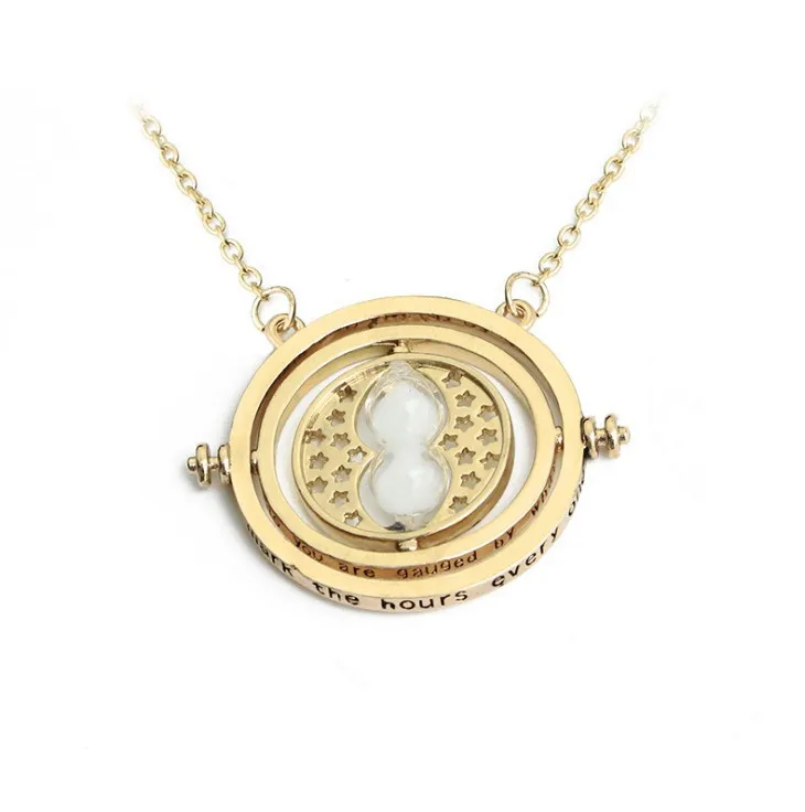 

Xunbei 2021 European popular time turner jewelry hourglass pendant necklace for gifts, Gold