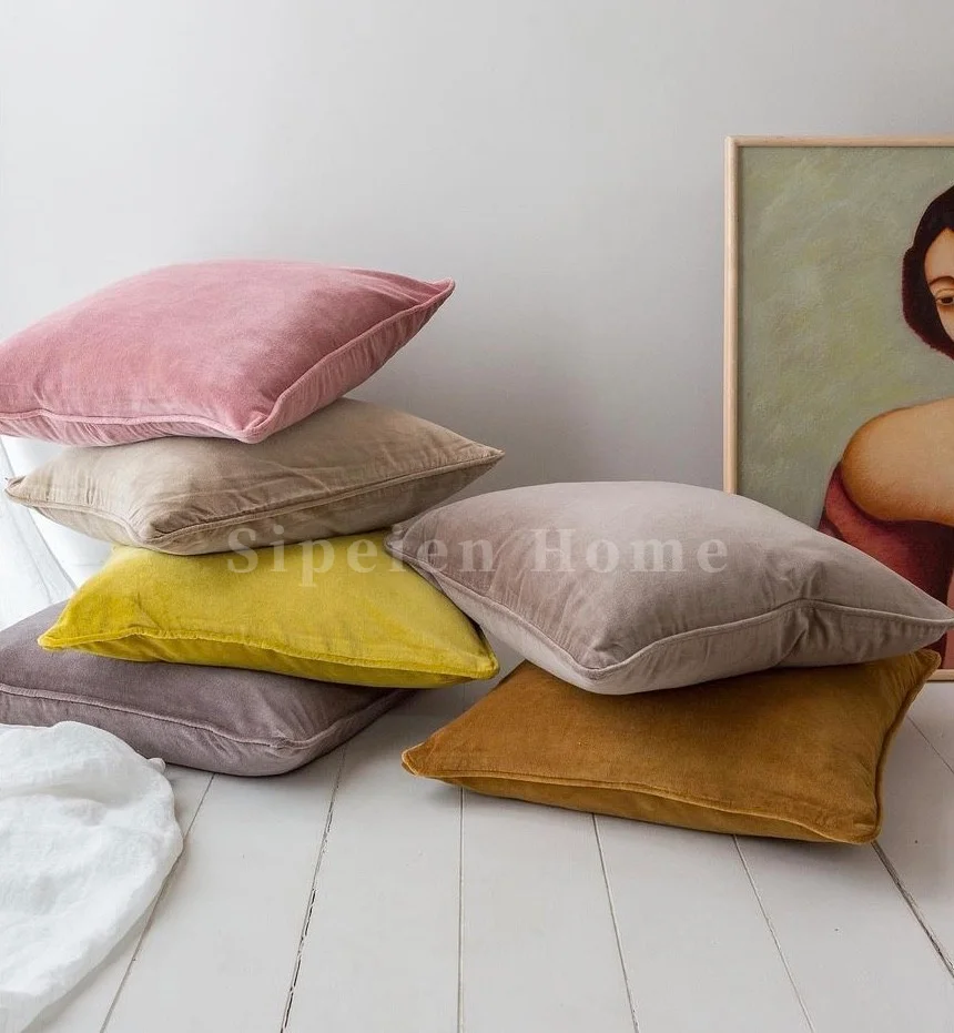 

SIPEIEN Decorative Pillow Covers with flange Solid Square cushion cover velvet pillow cover for living room sofa car 18x18inch