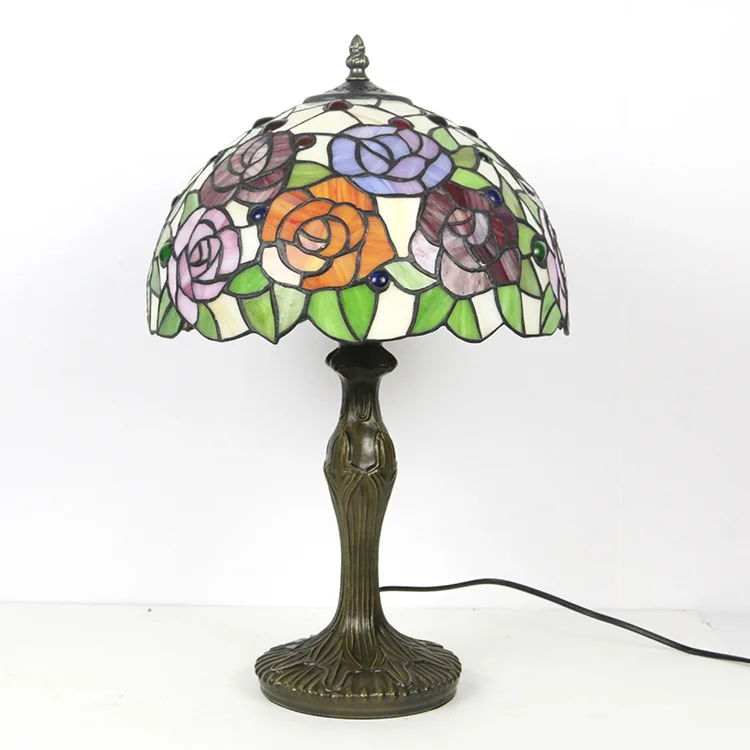 Wholesales Tiffany Children Bedroom Living Room Bedside Rose Shape Wedding Decorative Led Small Table Lamp