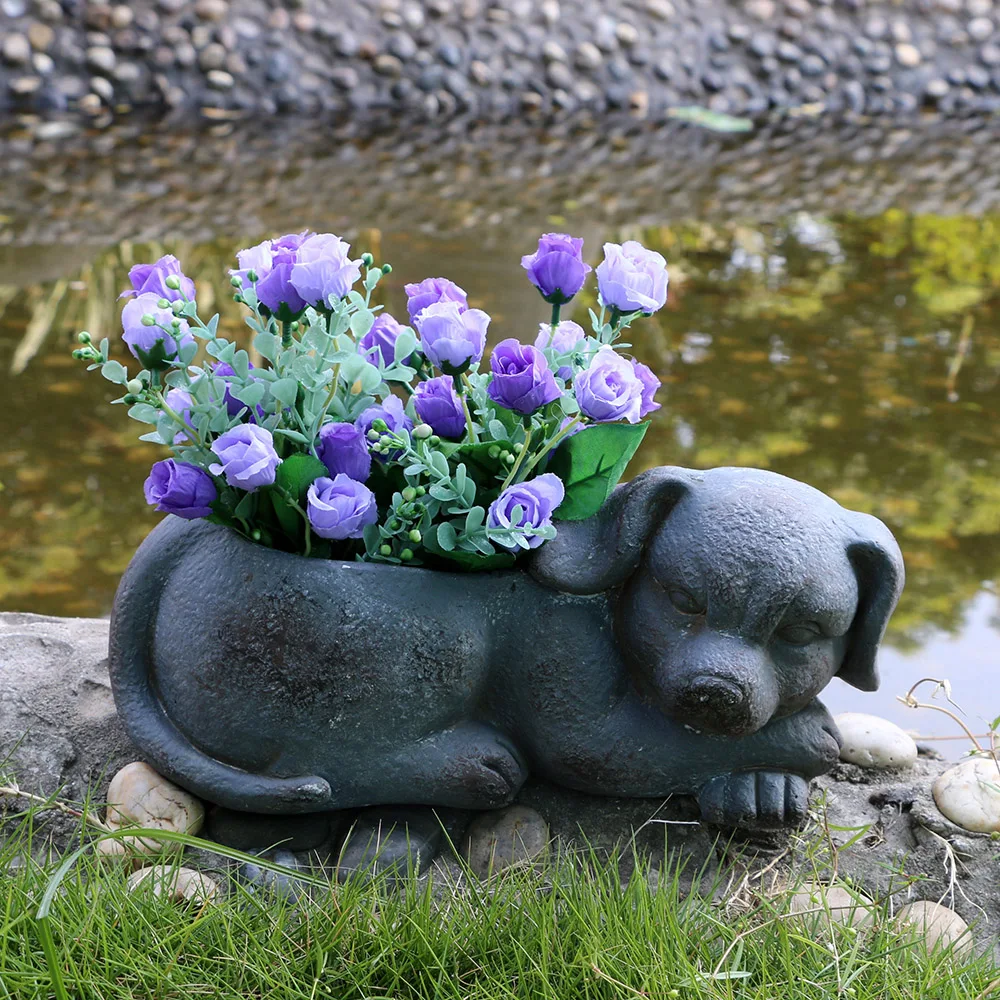Pot De Fleur En Forme De Teckel – En Résine, Dimensions 21x10x6.5 Cm, Idéal Pour Succulentes Et Déco Bureau - 10