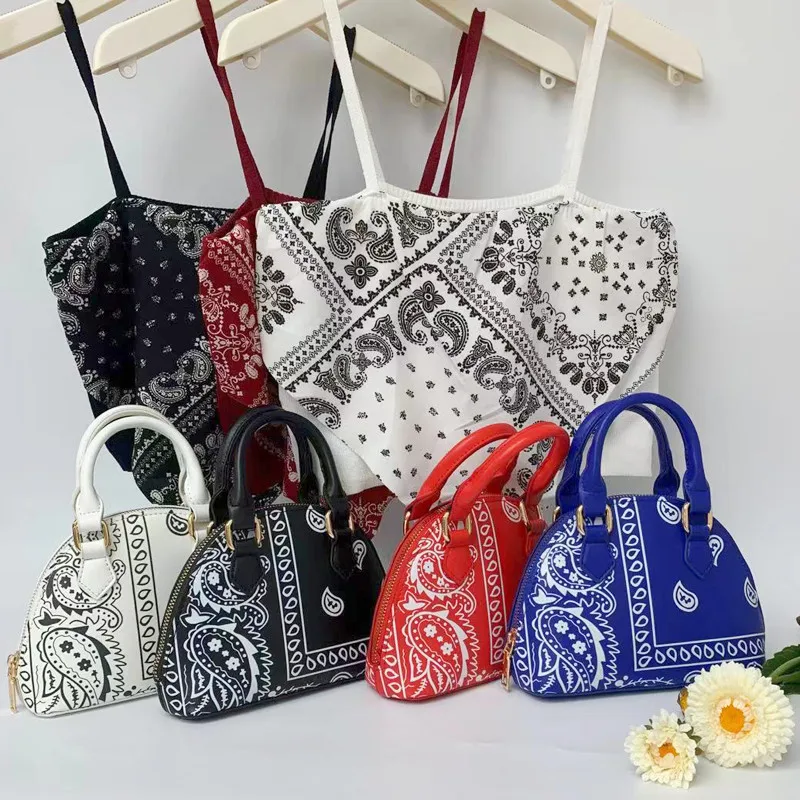 

FREE SHIPPING brand name printed Mini Purse bag matching suspenders set FREE shipping handbag sets, Black / blue / red /white