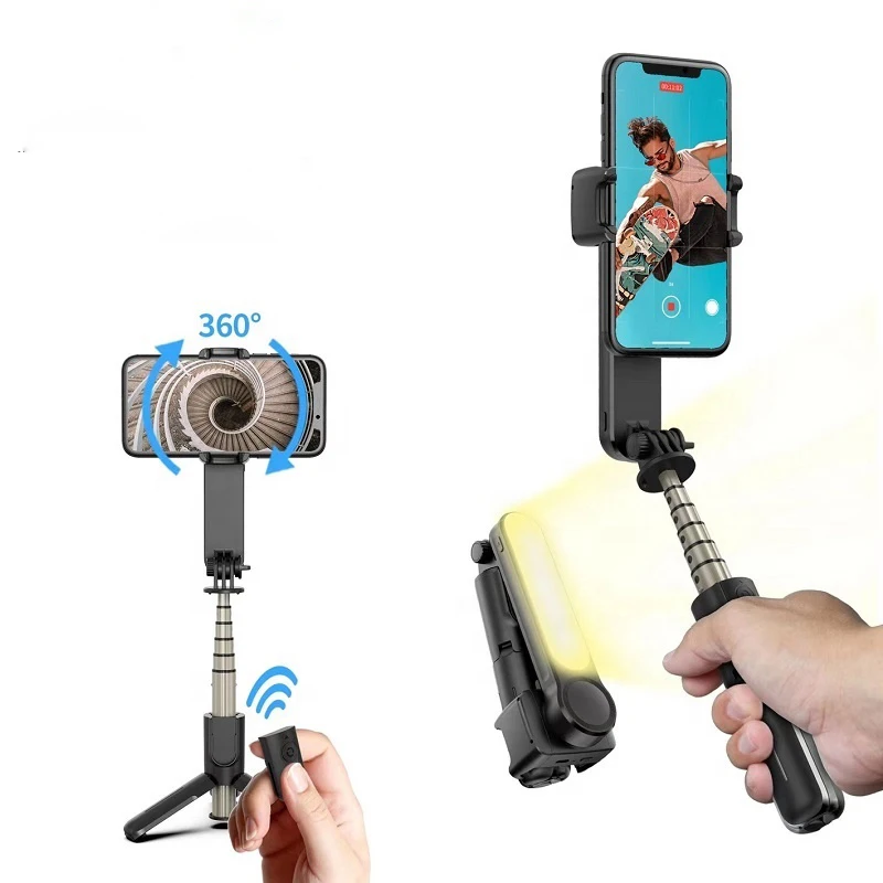 

Mobile Gimbal Stabilizer L09 Foldable Wireless Selfie Stick Gimbal Tripod Led Light 360 Rotation Video shoot with remote