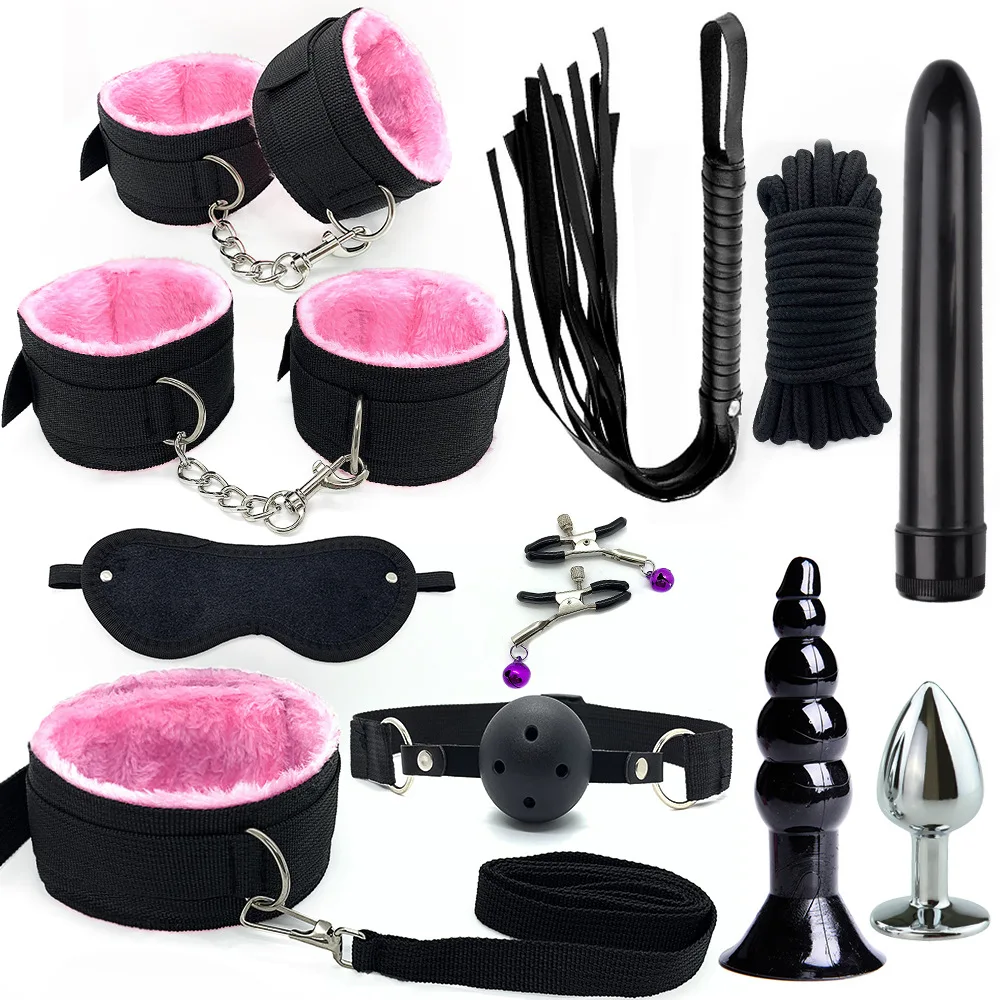 

BDSM Sex Bondage Sex Toys Set For Couple Sexy Stainless Steel Pipe Adult Handcuff Shackles Split Legs