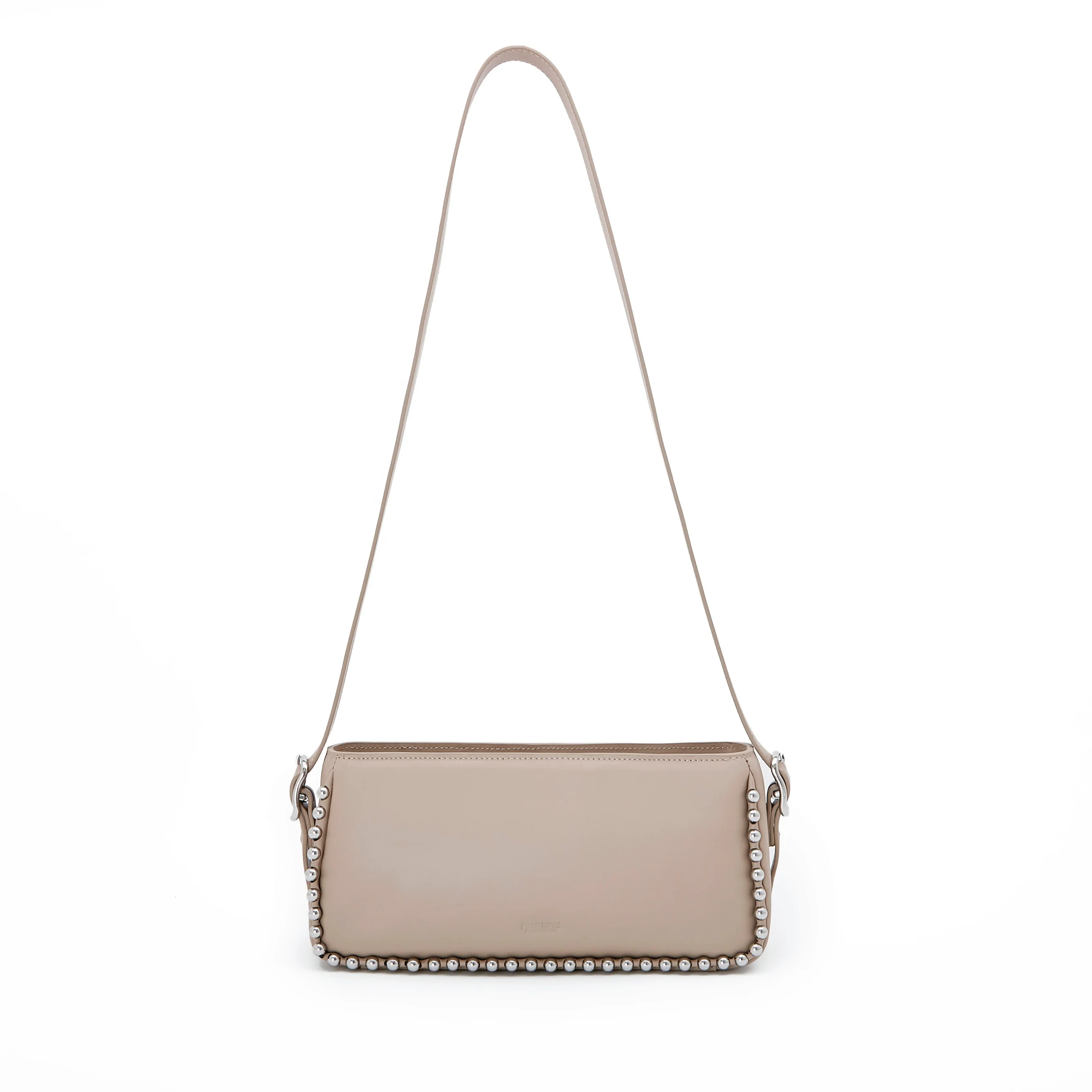 

2021 simple small square bag white steel round bead edging messenger lady bags