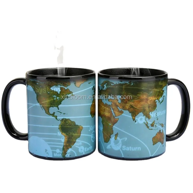

wholesale solar system earth hot sensitive temperature color changing magic magic sublimation matte ceramic mugs, Black