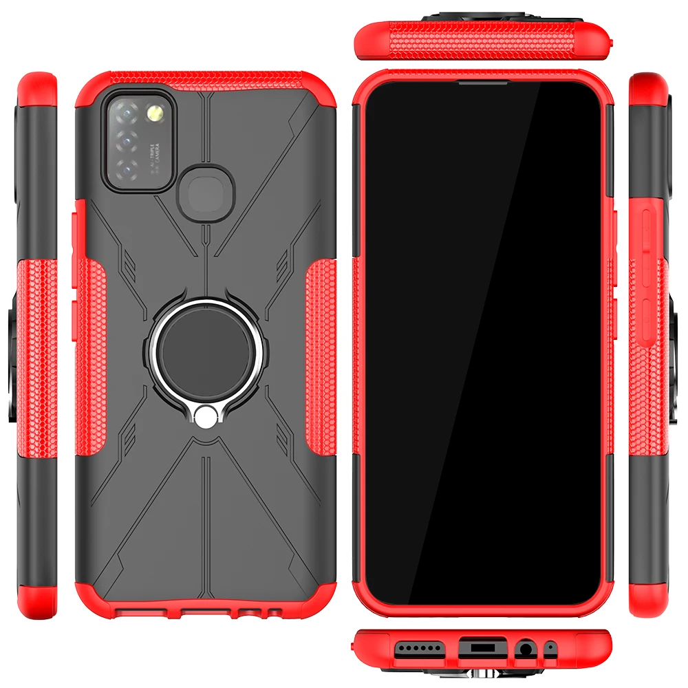 

3 in1 Heavy Duty Case Defender Phone Case Cover with Spin Ring Kickstand For Infinix Hot 10 Lite X657 X652 S5 Pro Hot9 Play